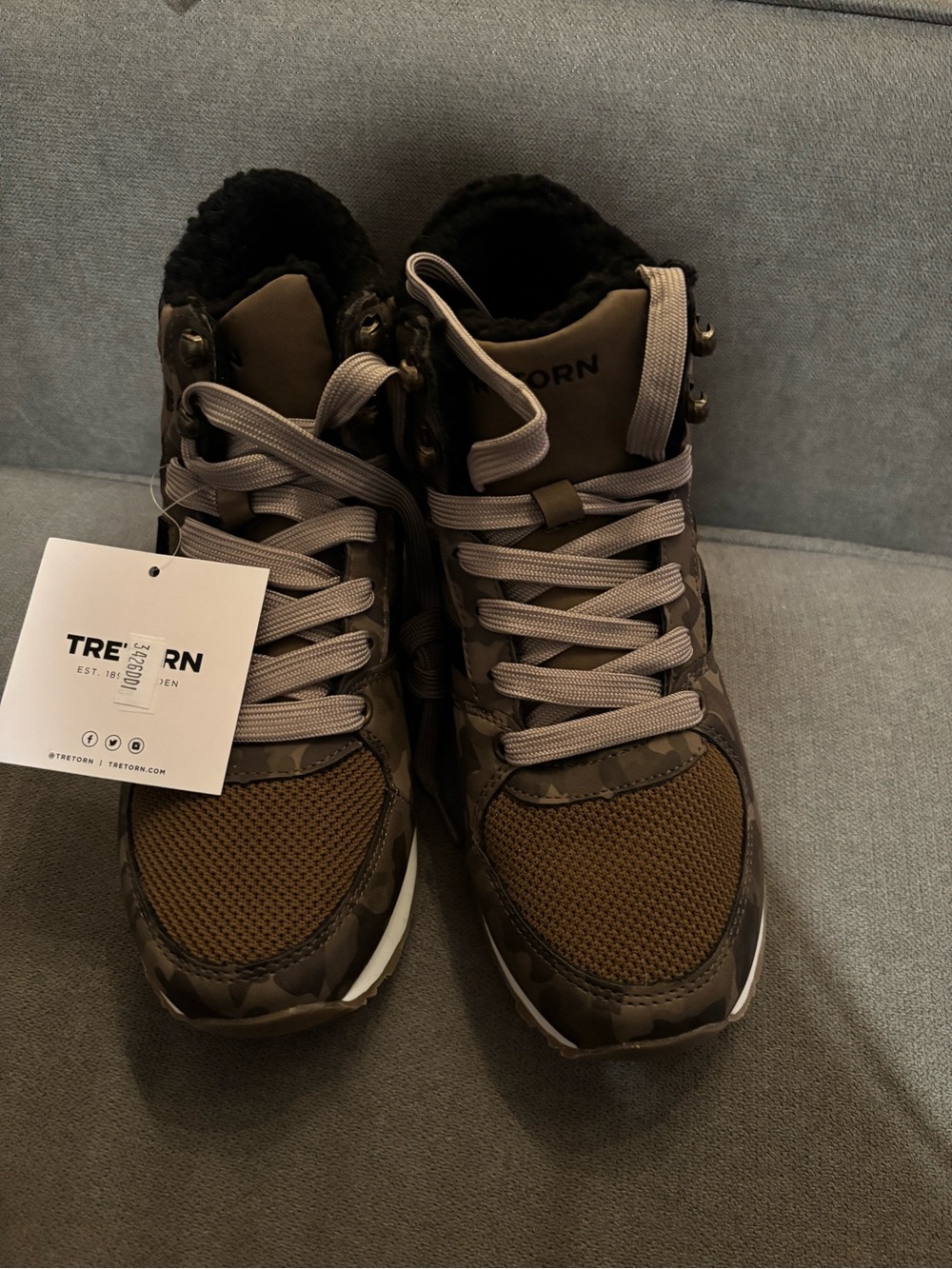 Tretorn Lily 2 Women's Brown and Gray Camouflage Lined High-Top Sneakers